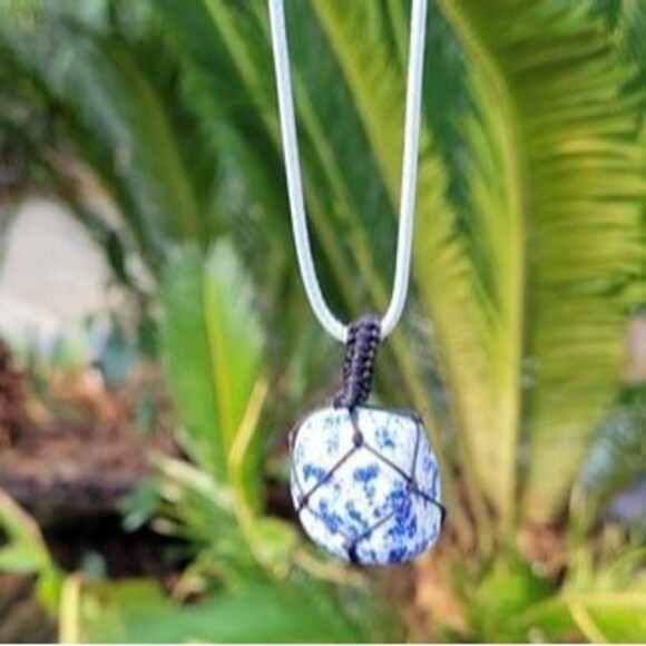 Lapis Lazuli Tumbled Gemstone Corded Pendant - Picture 6 of 7